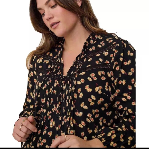 torrid Tops - Torrid Lenny Peasant Long Sleeve Top Blouse Floral Daisy Boho Plus Size 4X